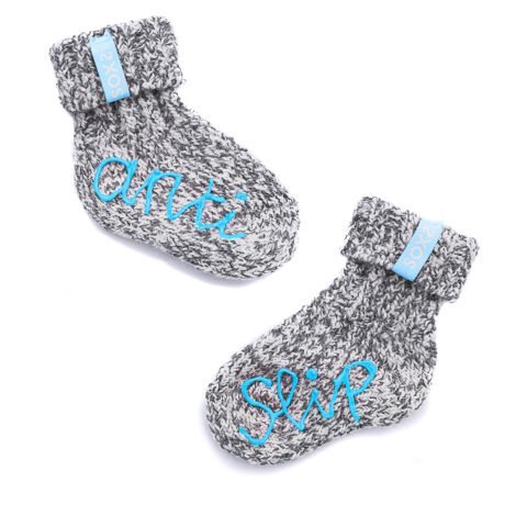 SOXS Grijze wollen babysokjes Baby Blue label antislip