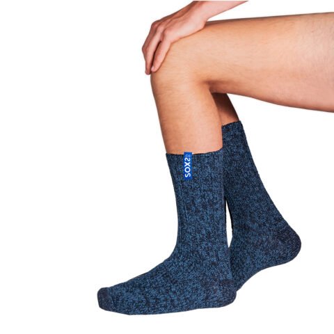 SOXS Donkerblauwe wollen herensokken Miami Blue Label kuithoogte