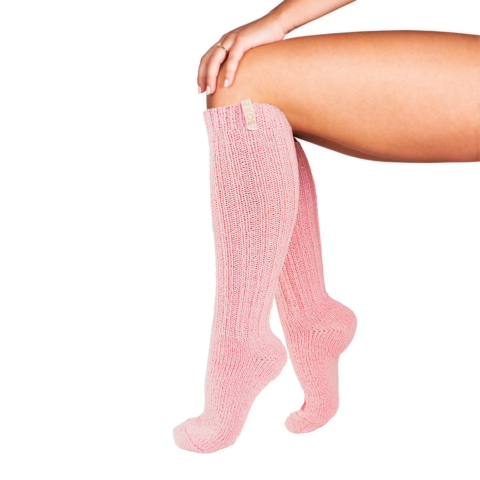 SOXS Roze wollen dames knie kousen Blushing Pink label | Warme wollen knie sokken dames roze