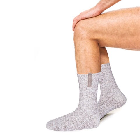 Beigefarbene wollene Bettsocken Herren Sleep Well Label