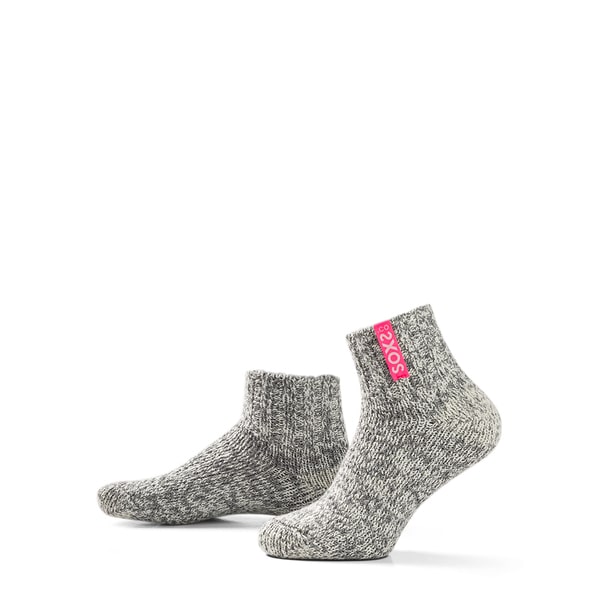 SOXS Graue Wolle Damensocken Bubblegum Label Kurzsocke