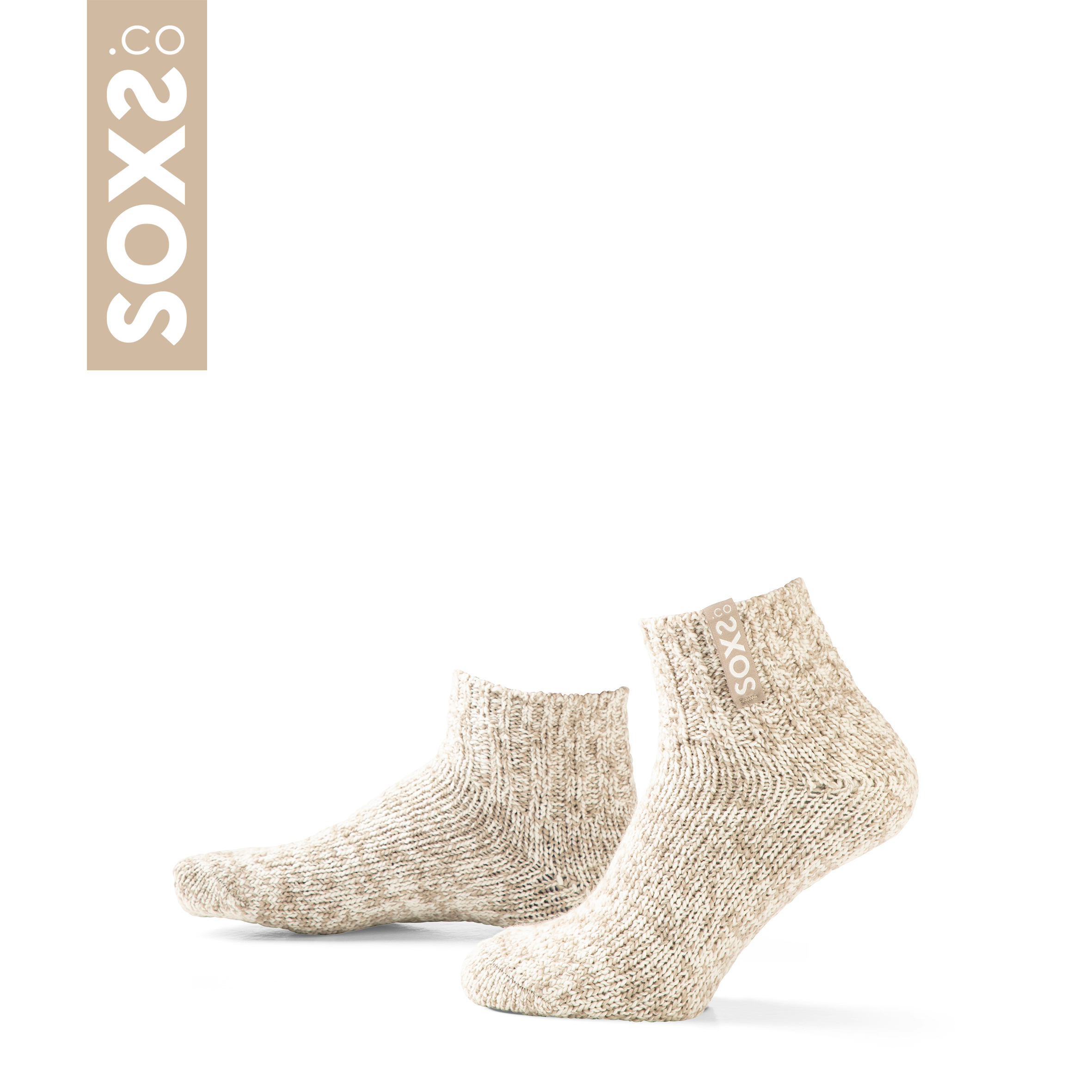 Originals Mittelhoch - Rutschfest - Beige Wolle - Label Nude Flow - 37-41
