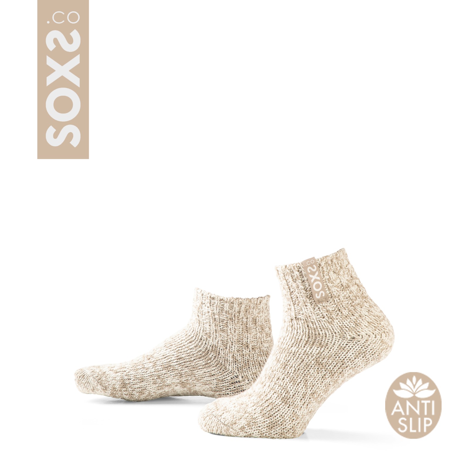 Originals Mittelhoch - Rutschfest - Beige Wolle - Label Nude Flow - 37-41