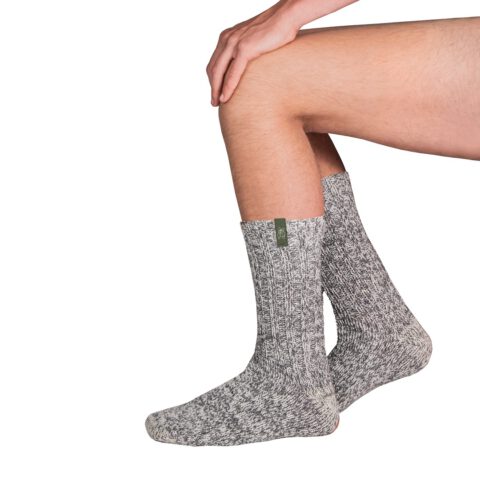 SOXS Grey Men's Wool Socks with French Bulldog Dogs Label | Warm and comfortable wool socks for men | Socks for Dog Lovers | SOXS.co