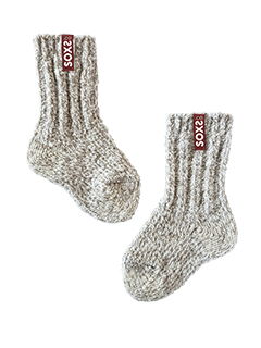 beige woolen baby socks with non-slip and brown sweet hazel label SOXS