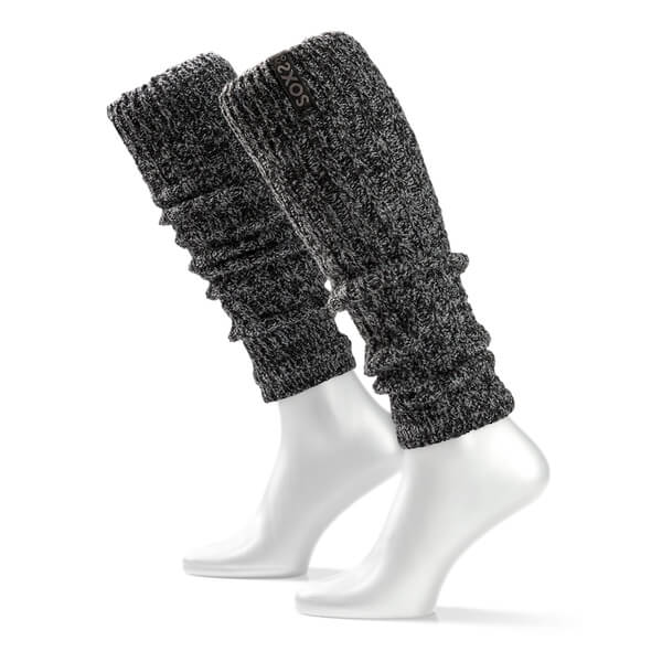 SOXS Dark grey wool women legwarmers black ink