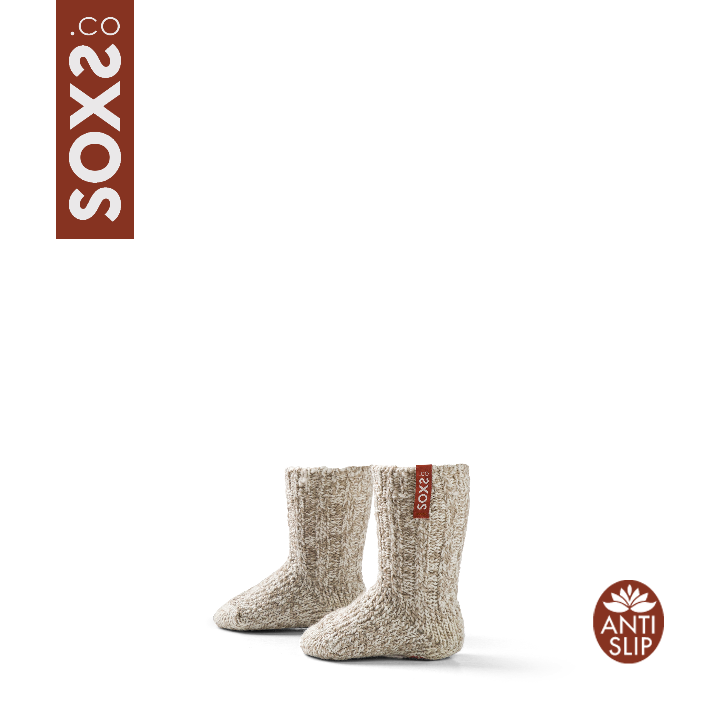 SOXS Beigefarbene Woll-Babysöckchen mit Anti-Rutsch-Sohle | Sweet Hazel label | Warme Wollsocken für Babys